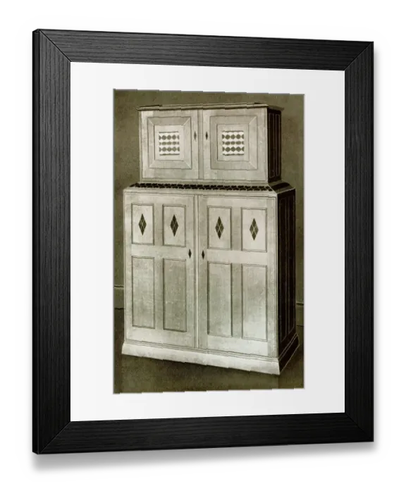 Framed Print : Oak inlaid secretaire by Sir Ambrose Heal Framed Print : Oak inlaid secretaire by Sir Ambrose Heal
