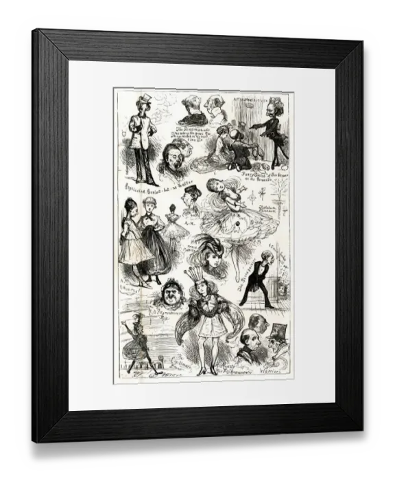Framed Print : Comic sketches, On and Off the Stage Framed Print : Comic sketches, On and Off the Stage