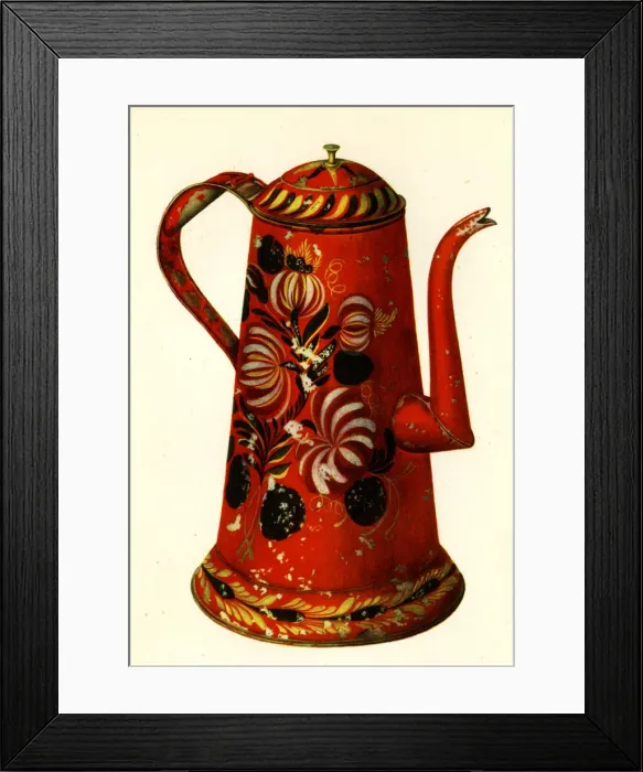 Framed Print : Toleware coffee pot, hand painted