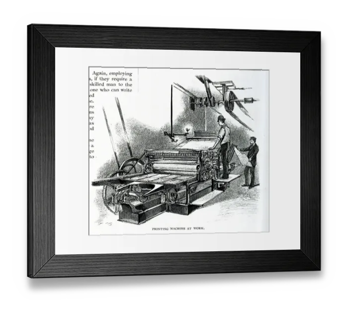 Framed Print : Printing machine at work, Black & White magazine Framed Print : Printing machine at work, Black & White magazine