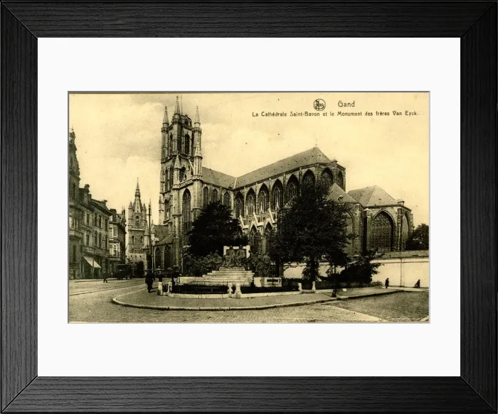 Framed Print : Saint Bavo Cathedral and van Eyck monument
