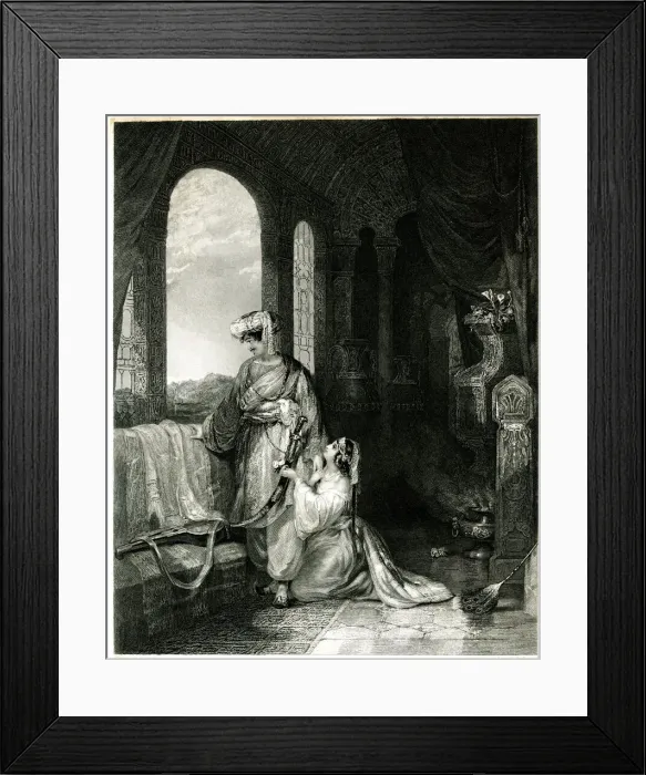 Framed Print : Illustration, Selim and Zuleika, The Bride of Abydos Framed Print : Illustration, Selim and Zuleika, The Bride of Abydos