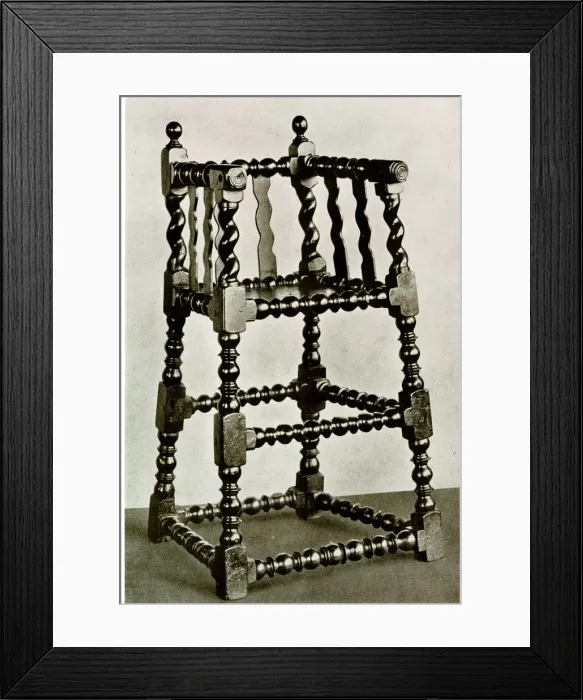 Framed Print : Turned walnut childs chair Framed Print : Turned walnut childs chair