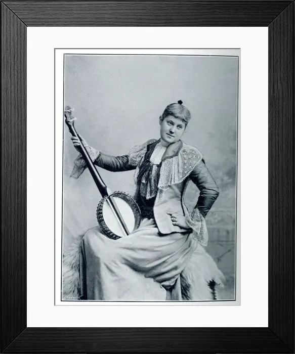 Framed Print : Woman posing with banjo Framed Print : Woman posing with banjo