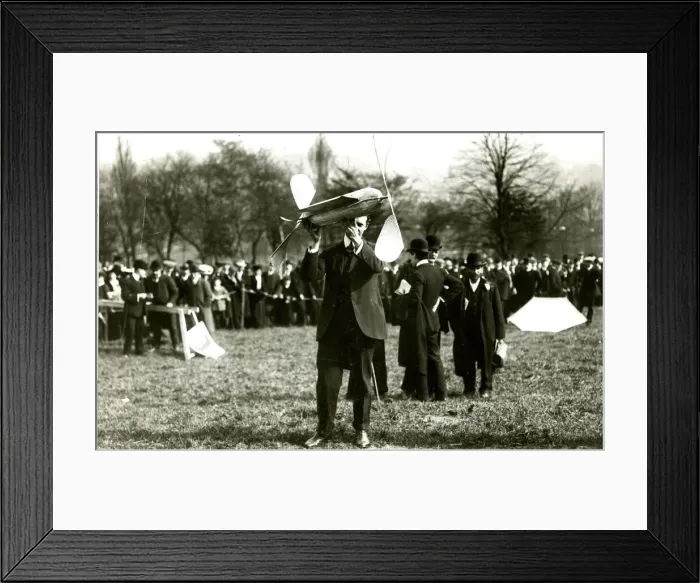 Framed Print : W Cochran with model plane at first Aero Club Trials Framed Print : W Cochran with model plane at first Aero Club Trials