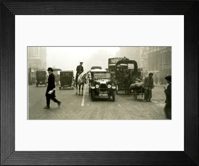Framed Print : First white line painted on a London road Framed Print : First white line painted on a London road