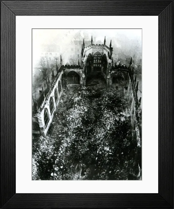 Framed Print : Bomb damage, Coventry Cathedral, WW2 Framed Print : Bomb damage, Coventry Cathedral, WW2