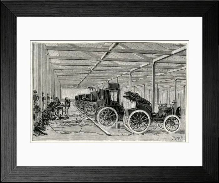 Framed Print : Electric cars, Clement factory, Levallois-Perret, Paris 1898 Framed Print : Electric cars, Clement factory, Levallois-Perret, Paris 1898