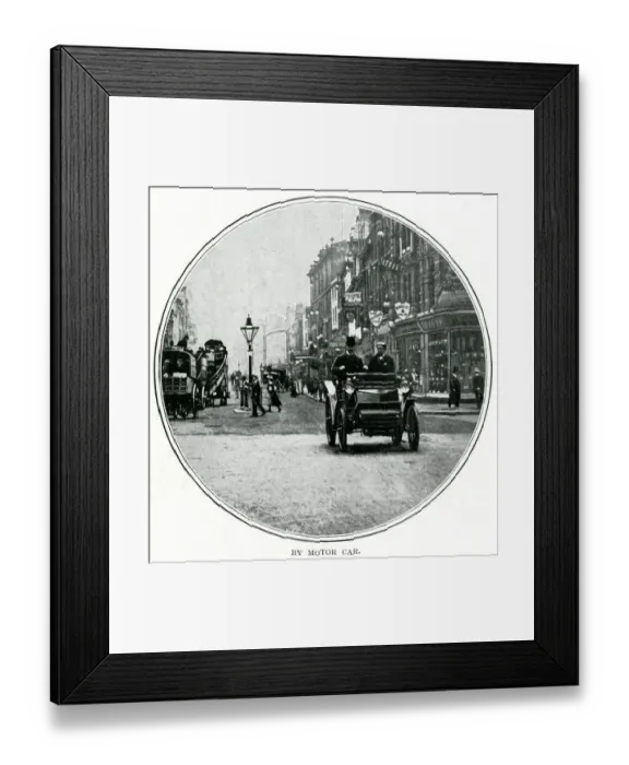 Framed Print : Motor car in a London street 1900 Framed Print : Motor car in a London street 1900