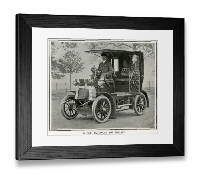 Framed Print : Motor cab in a London street 1905 Framed Print : Motor cab in a London street 1905