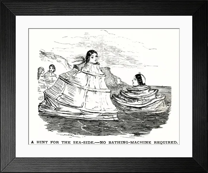 Framed Print : Cartoon, A hint for the seaside, no bathing machine required Framed Print : Cartoon, A hint for the seaside, no bathing machine required