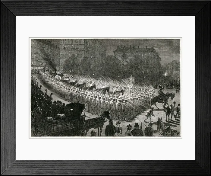 Framed Print : Grand procession with Edisons electric lamps, New York, USA Framed Print : Grand procession with Edisons electric lamps, New York, USA
