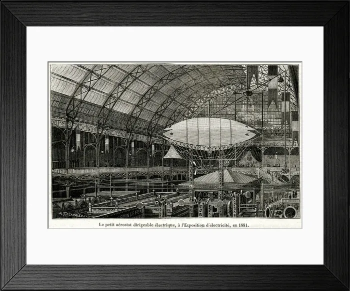 Framed Print : Electric airship at Exposition of Electricity, Paris, 1881 Framed Print : Electric airship at Exposition of Electricity, Paris, 1881