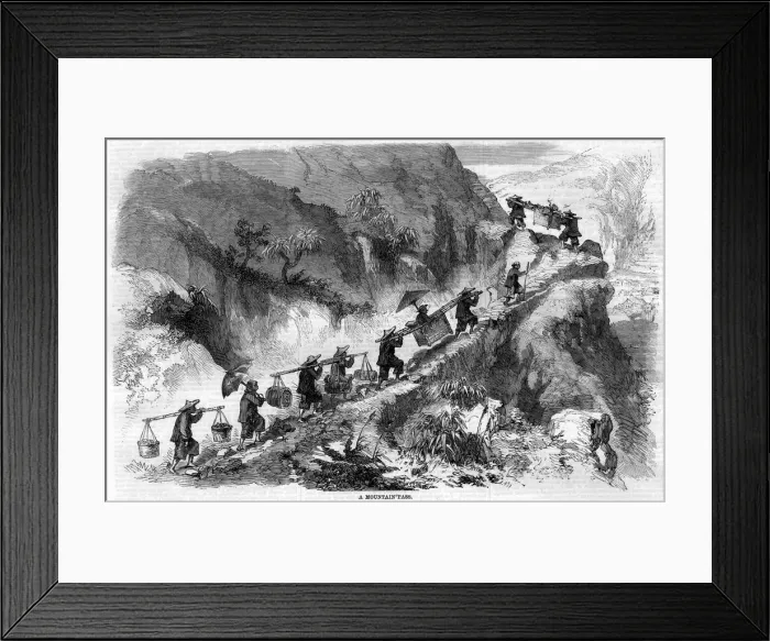 Framed Print : Ascending a mountain in China with coolies Framed Print : Ascending a mountain in China with coolies