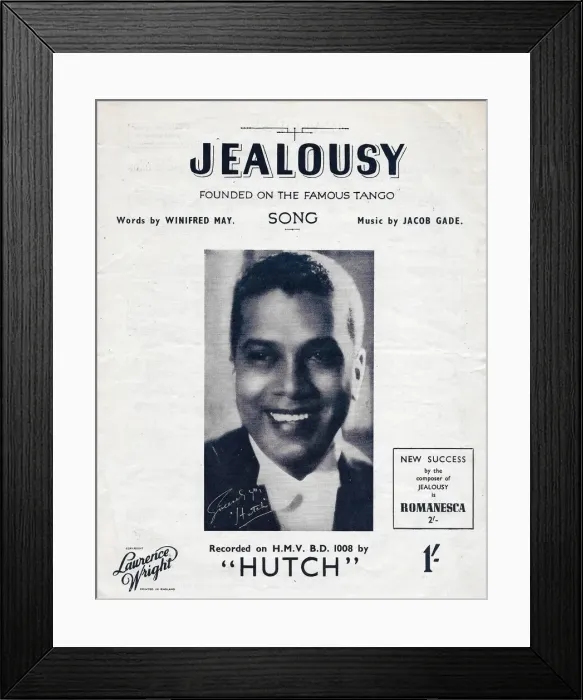 Framed Print : Hutch music sheet for Jealousy Framed Print : Hutch music sheet for Jealousy