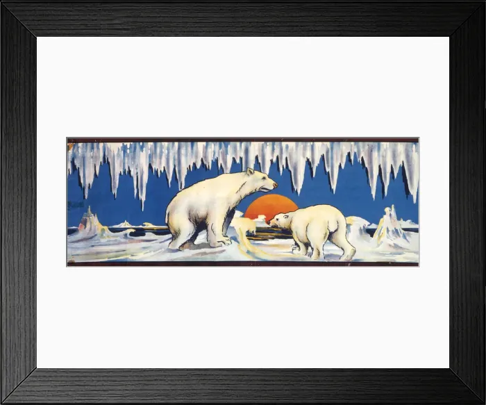 Framed Print : Arctic sunset with polar bears in snow and ice Framed Print : Arctic sunset with polar bears in snow and ice