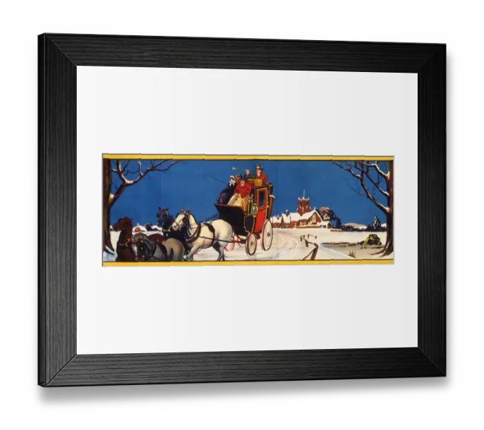 Framed Print : Horse-drawn coach in the snow Framed Print : Horse-drawn coach in the snow