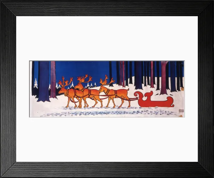 Framed Print : Reindeer and Santas Sleigh Framed Print : Reindeer and Santas Sleigh