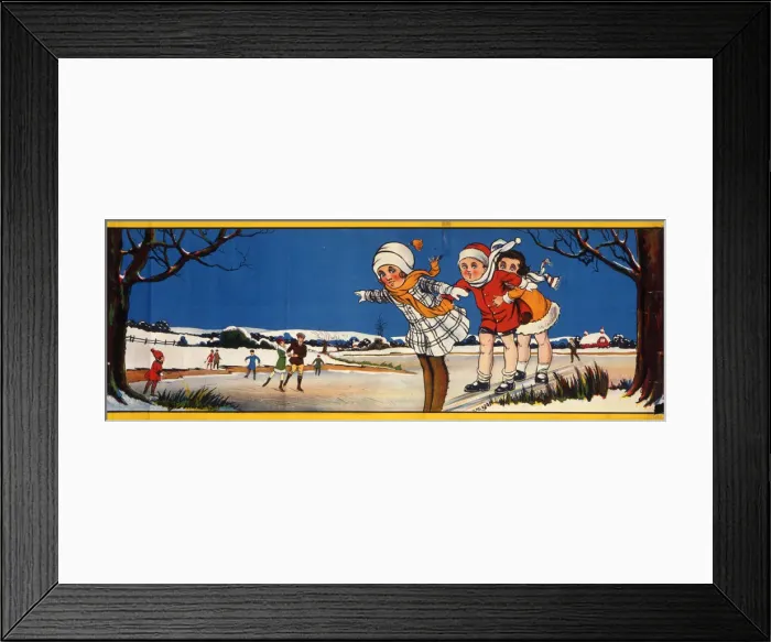 Framed Print : People sliding and skating on ice Framed Print : People sliding and skating on ice