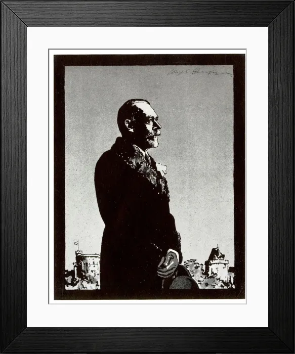 Framed Print : Memorial portrait of King George V Framed Print : Memorial portrait of King George V