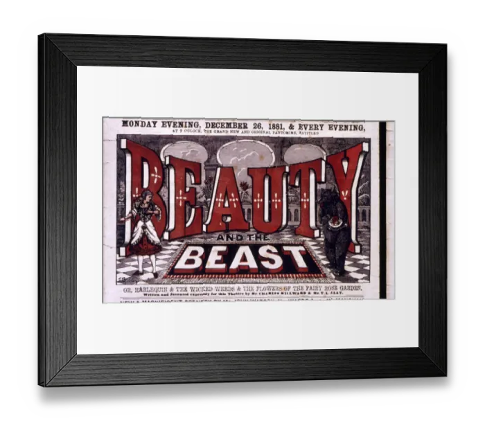 Framed Print : Pantomime playbill design, Beauty and the Beast Framed Print : Pantomime playbill design, Beauty and the Beast