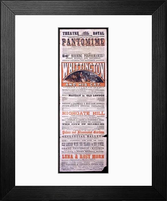 Framed Print : Playbill, Dick Whittington, Theatre Royal, Birmingham Framed Print : Playbill, Dick Whittington, Theatre Royal, Birmingham