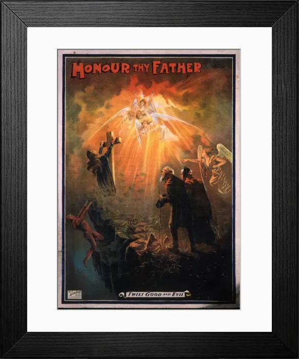 Framed Print : Poster, Honour Thy Father, Twixt Good and Evil Framed Print : Poster, Honour Thy Father, Twixt Good and Evil