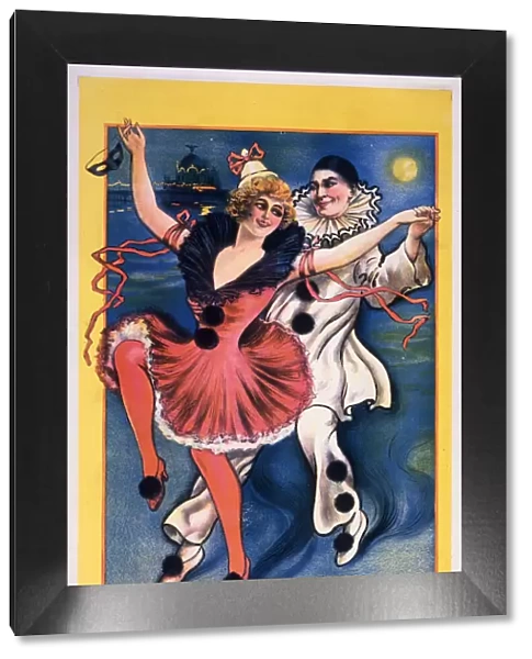 Poster, Pierrot and woman dancing