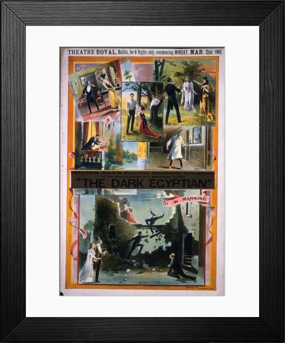 Framed Print : Poster, The Dark Egyptian, Theatre Royal, Halifax