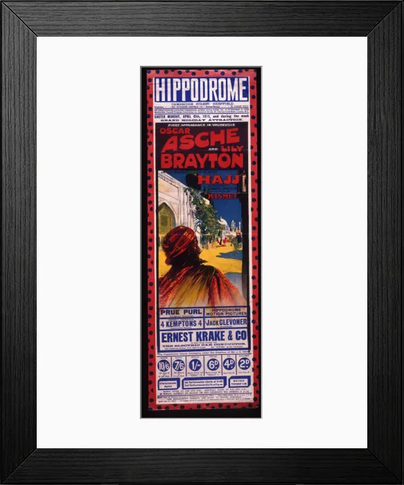 Framed Print : Theatre poster, Hippodrome, Oscar Asche, Lily Brayton Framed Print : Theatre poster, Hippodrome, Oscar Asche, Lily Brayton