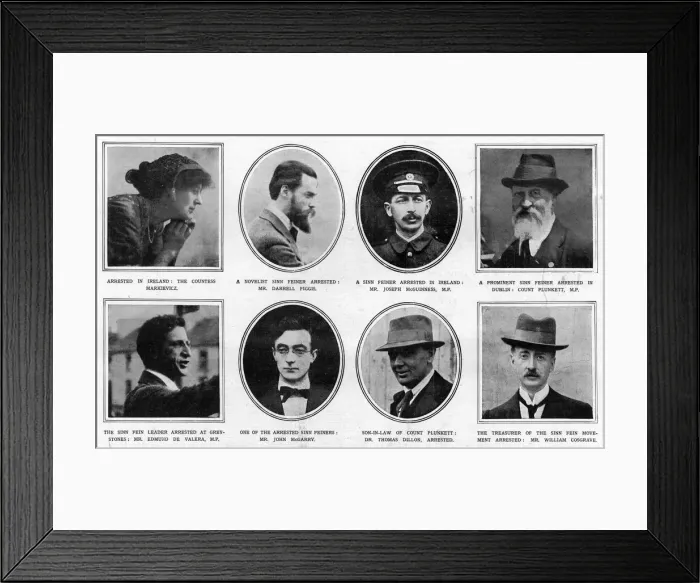 Framed Print : Various Sinn Feiners arrested over an alleged German plot Framed Print : Various Sinn Feiners arrested over an alleged German plot