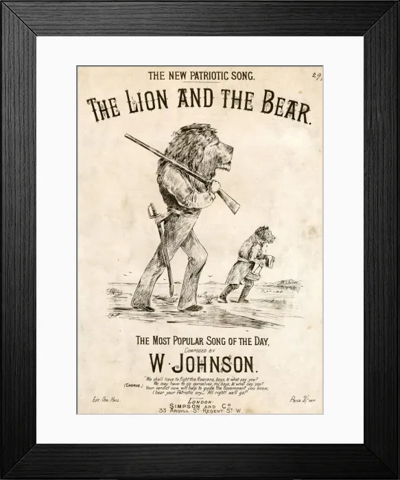 Framed Print : The Lion and the Bear by W Johnson Framed Print : The Lion and the Bear by W Johnson