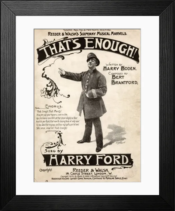 Framed Print : Thats Enough!, by Harry Boden and Bert Brantford Framed Print : Thats Enough!, by Harry Boden and Bert Brantford