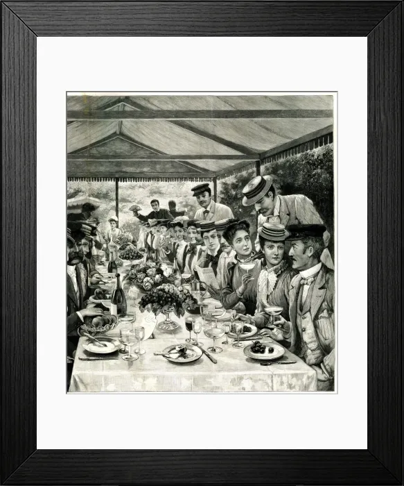 Framed Print : A Luncheon Party on a Houseboat at Henley-on-Thames Framed Print : A Luncheon Party on a Houseboat at Henley-on-Thames