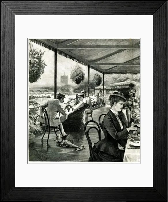 Framed Print : A Luncheon Party on a Houseboat at Henley-on-Thames Framed Print : A Luncheon Party on a Houseboat at Henley-on-Thames