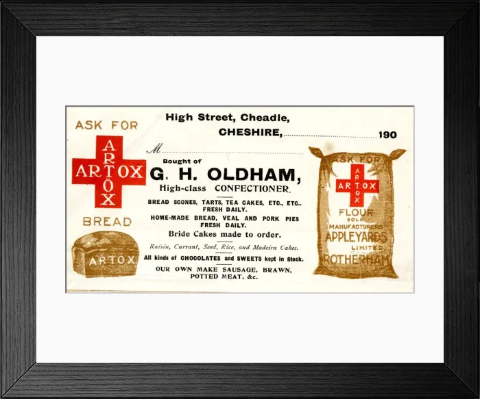 Framed Print : Stationery, G H Oldham, Artox Bread and Flour Framed Print : Stationery, G H Oldham, Artox Bread and Flour