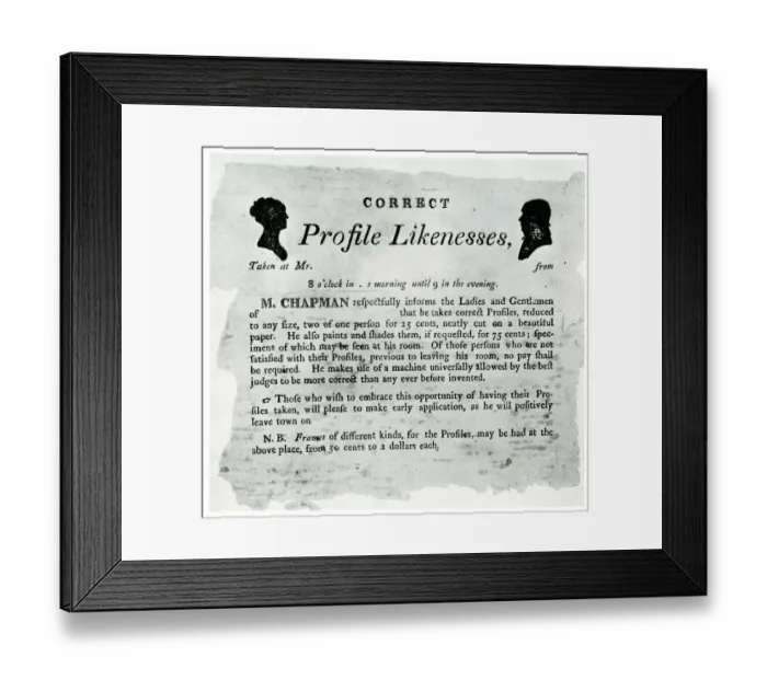 Framed Print : Handbill, Moses Chapman, Silhouette Artist Framed Print : Handbill, Moses Chapman, Silhouette Artist