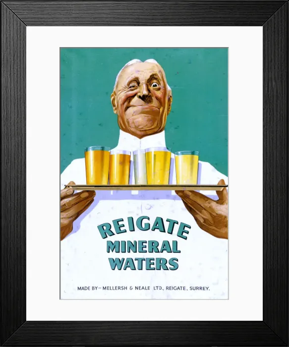 Framed Print : Advertising showcard, Reigate Mineral Waters Framed Print : Advertising showcard, Reigate Mineral Waters