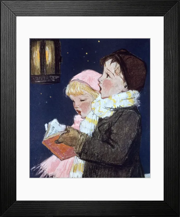 Framed Print : Carol Singing by Muriel Dawson Framed Print : Carol Singing by Muriel Dawson
