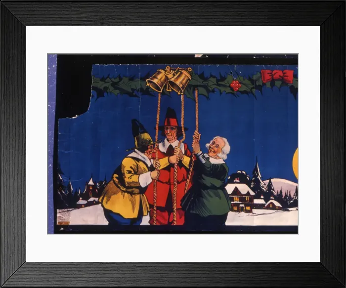 Framed Print : Christmas frieze, Bell Ringers in the snow Framed Print : Christmas frieze, Bell Ringers in the snow