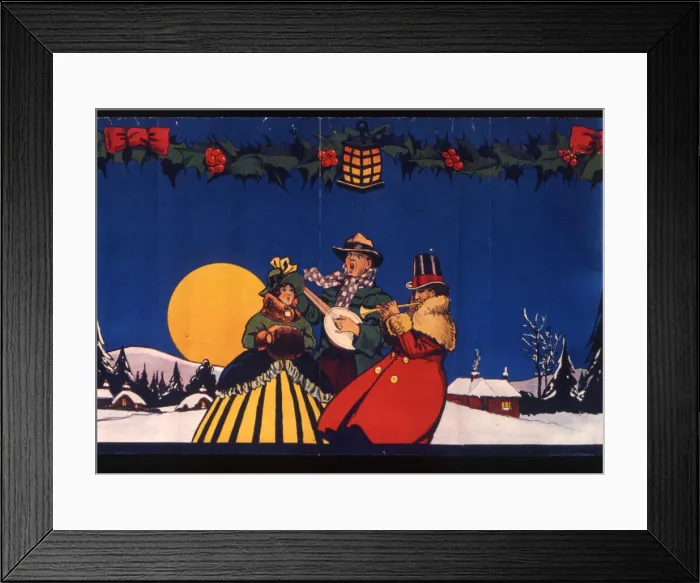 Framed Print : Christmas frieze, Carol Singing with Banjo Framed Print : Christmas frieze, Carol Singing with Banjo