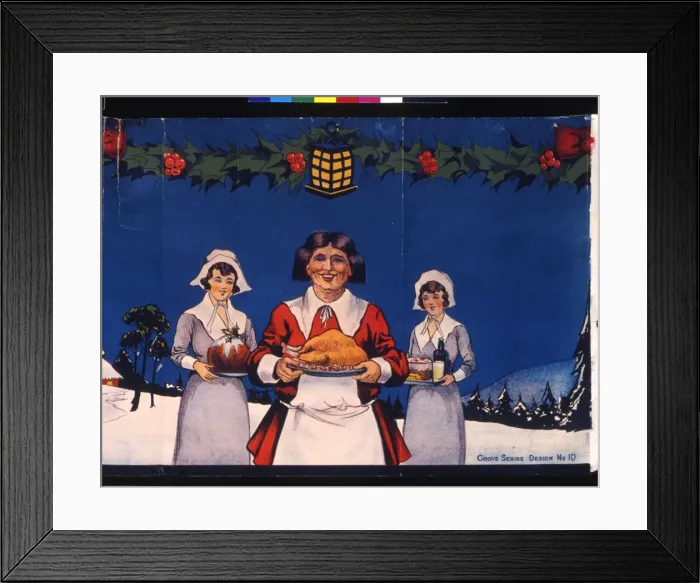 Framed Print : Christmas frieze, servants with Christmas dinner in snow Framed Print : Christmas frieze, servants with Christmas dinner in snow