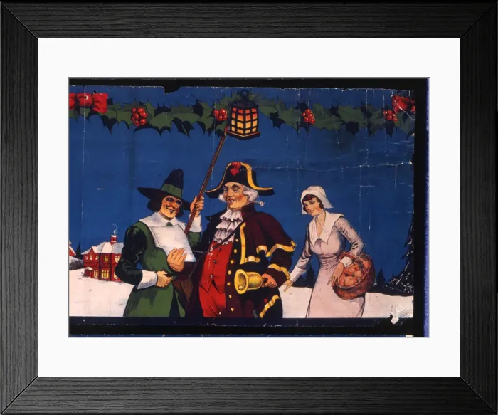 Framed Print : Christmas frieze, Town Crier in the snow Framed Print : Christmas frieze, Town Crier in the snow