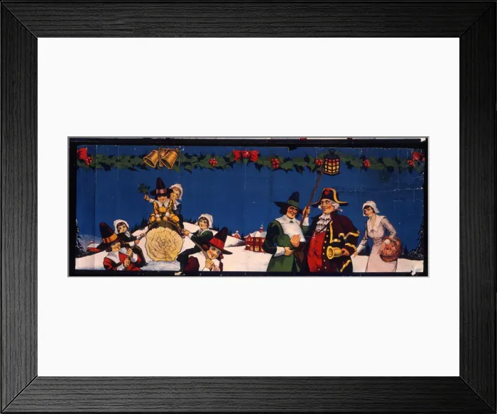 Framed Print : Christmas frieze, Yule Log and Town Crier in Snow Framed Print : Christmas frieze, Yule Log and Town Crier in Snow