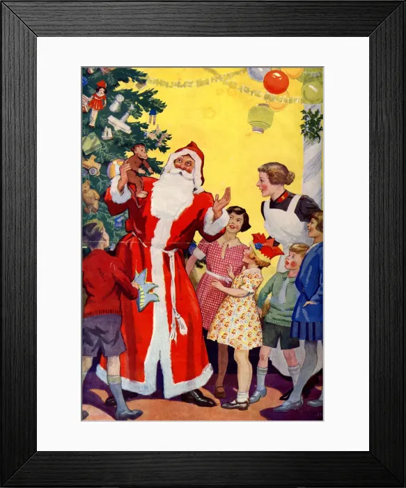 Framed Print : Santa Claus, children and nurse with Christmas tree Framed Print : Santa Claus, children and nurse with Christmas tree