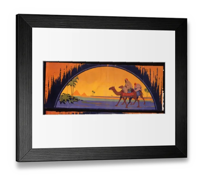 Framed Print : Frieze, Egyptian scene with pyramids and camels Framed Print : Frieze, Egyptian scene with pyramids and camels