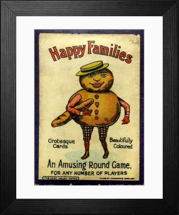 Framed Print : Box lid, Happy Families playing cards Framed Print : Box lid, Happy Families playing cards