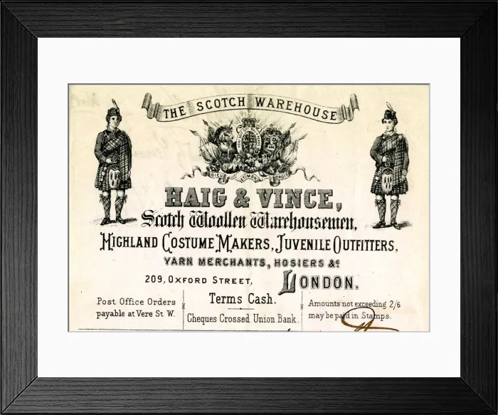 Framed Print : Advert, Haig & Vince, The Scotch Warehouse Framed Print : Advert, Haig & Vince, The Scotch Warehouse