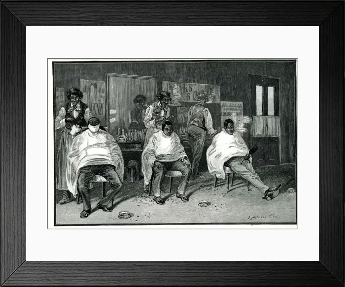 Framed Print : Humours of West Indian Life, At the Barber s Framed Print : Humours of West Indian Life, At the Barber s