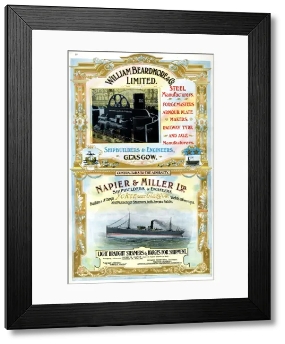 Framed Print : Advert, William Beardmore & Co Limited, Glasgow Framed Print : Advert, William Beardmore & Co Limited, Glasgow